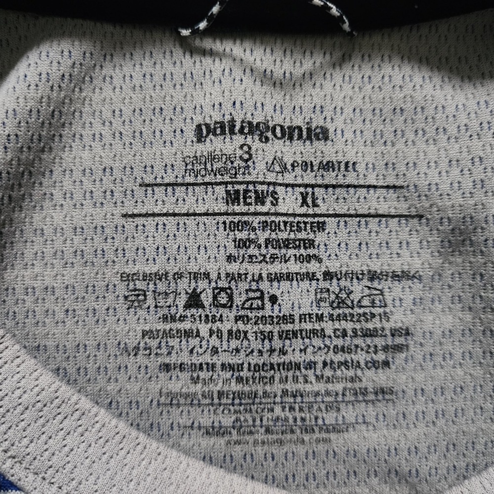 Patagonia Capilene 3 Mens XL Midweight Polartec Striped Base Layer Blue Gray - Picture 6 of 7